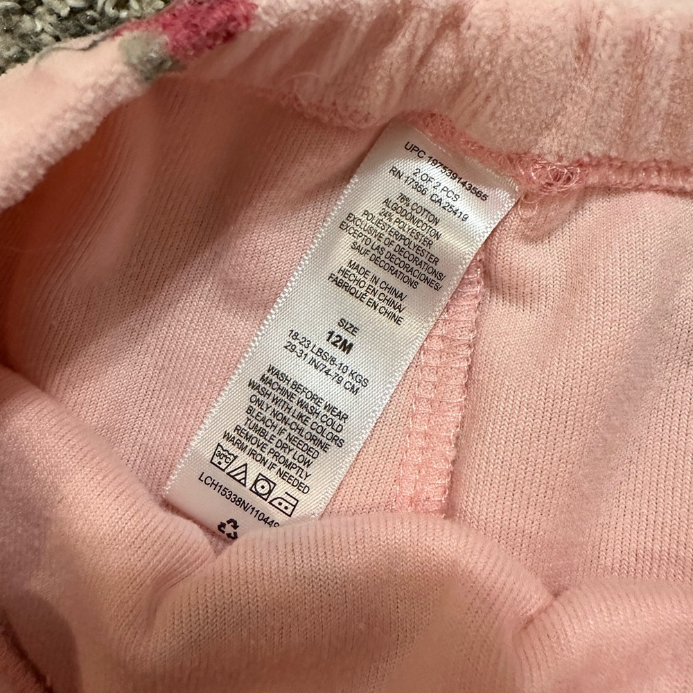 Little Me Ruffled Roses Velour Sweatshirt & Pants Set 12m - Picture 4 of 8